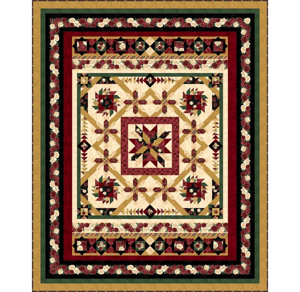 Estampados Wilmington - Flores carmesí - Floral en relieve - Dorado, tela por comprar Foto 4 de 4