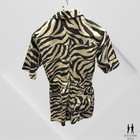 Overlover Virginia Printed Cotton Twill Romper Zebra Print Short Sleeve XS — photo 5