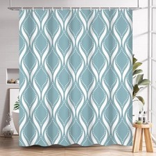 Light Striped Shower Curtain, Modern Abstract Wavy 72"W x 72"L Pack of 1 Blue
