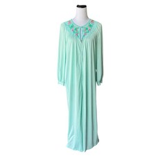 VTG 70s Gossard Artemis Robe Nightgown M Mint Antron Nylon Floral Zip Front