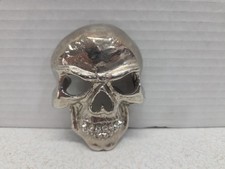 Rock Rebel Skull Belt Buckle Rhinestone Teeth Silver Color 2.5 X 3.5 Adult