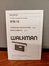 Vintage Manual For Sony WM-16 Walkman Cassette Operating Instructions Good Cond.
