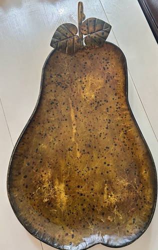 Decorative Metal Rustic Pear Shape Footed Platter With Hook 19" - Picture 5 of 20