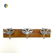 Appendiabiti da parete vintage ingresso metallo legno a muro Art Deco 3 ganci