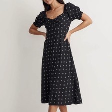 Madewell Sweetheart Puff Sleeved Midi Dress in Stardot Size 12