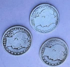 Lot of 3 Barber Half Dollars 1899, 1902, and 1909 Coins 90% Silver
