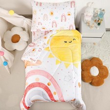 Toddler Bedding Set for Girls, 4 Piece Rainbow toddler, Sun rainbow