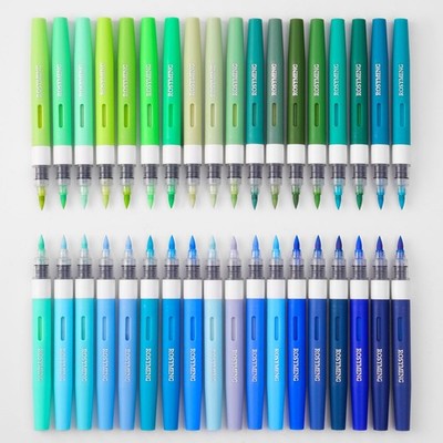 ROSYMENG Green Blue Art Markers: 36 Colors Acrylic Paint Pen Set with Soft Br...