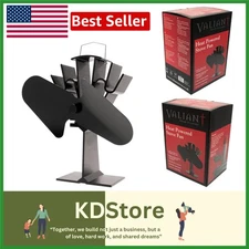 Heat Powered Stove Fan 2 Blade Satin Black Aluminum Quiet Air Circulator