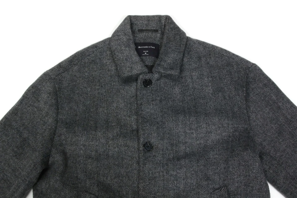 Jaqueta Abercrombie & Fitch Masculina Cinza Topcoat Lã Japão Tamanho M Relaxada - 030 - Imagem 3 de 4