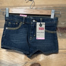 Levi's Dark Blue Jean Shorts for Girls Adjustable Waist Size 6X