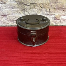 Vtg Solid Brass Oval Trinket Box Made in India Hinged Lid & Handle & Latch 3.25”