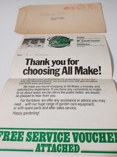 Vintage Advertising! All Make Mower Specialists - Includes Free Service Voucher!