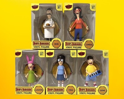 Set of 5 NIB 4  Bob's Burgers Vinyl Figures - Bob, Tina, Louise, Gene and Linda