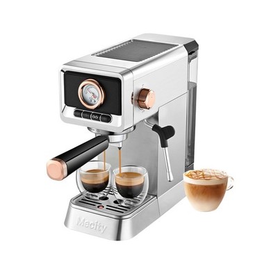 Mecity 20 Bar Espresso Machine with Milk Frother, Brushed One Size, Silver 