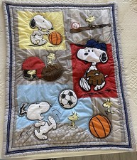 Snoopy Baby Crib Quilt Blanket Bedding Comforter Peanuts Woodstock Sports Decor
