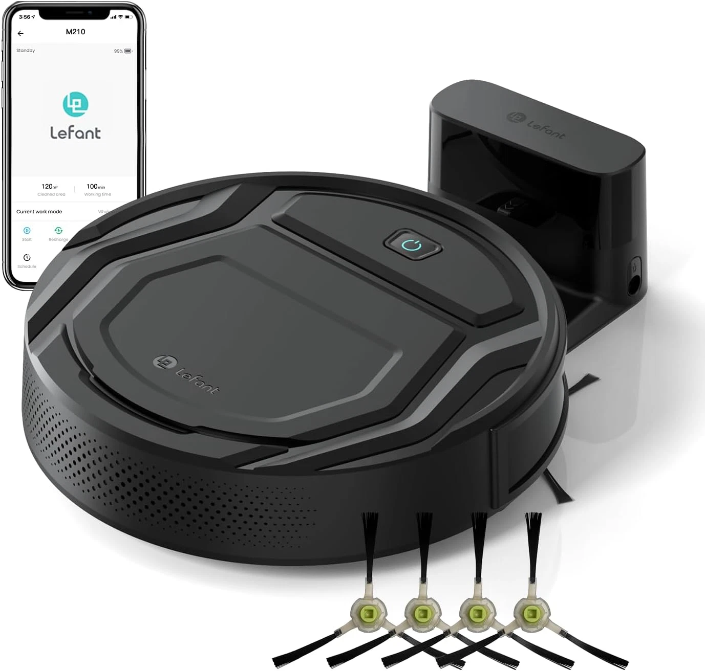 Robot Vacuum Cleaner, 120 Mins Runtime, Compact Design, Low Noise, Powerful Suct