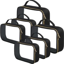 6 Pack Toiletry Clear Makeup Bags with Handles PVC Cosmetic Bags for Travelin...