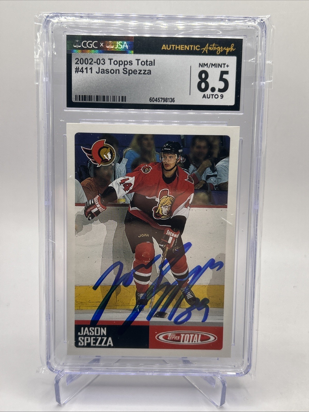 2002-03 Topps Total Jason Spezza #411 Rookie RC Autograph Signed CGC 8.5 JSA