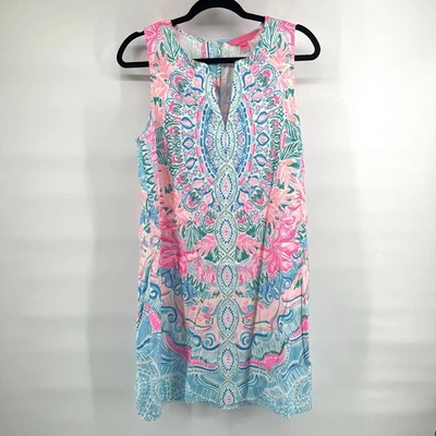 Lilly Pulitzer Kelby Shift Dress Size 8 Hot Tamale Sleeveless Stretch Floral - Image 1 of 4