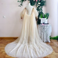 Bling Bling Tulle Light Wedding Cape Full Sleeves Lace Cuff A Line Layers Mesh