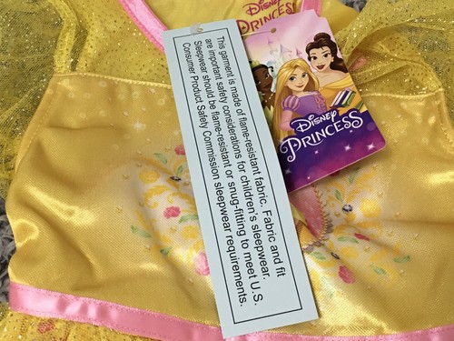 Disney Princess Belle Girl's Size 4T Beauty And The Beast Yellow Sleep Dress - Picture 5 of 10