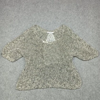 Elisa Cavaletti Pull Femme Taille S Coton Tricot Ouvert/Dentelle Gris - Photo 1/4
