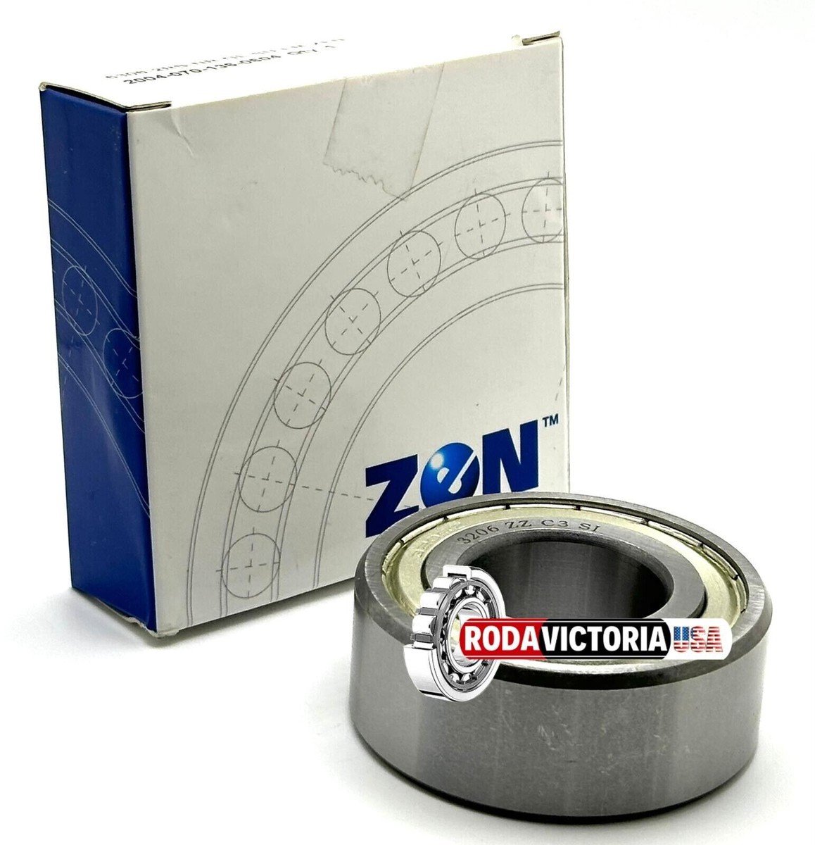 ZEN 3206 ZZ ANGULAR CONTACT BALL BEARING, METAL SHIELDED 30x62x23