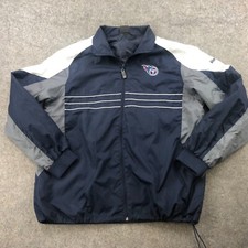 Tennessee Titans Jacket Large Blue Embroidered Windbreaker Sports Illustrated *