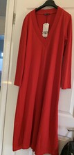 Zara RED PLUSH MIDI DRESS Long sleeve V-neck Size M