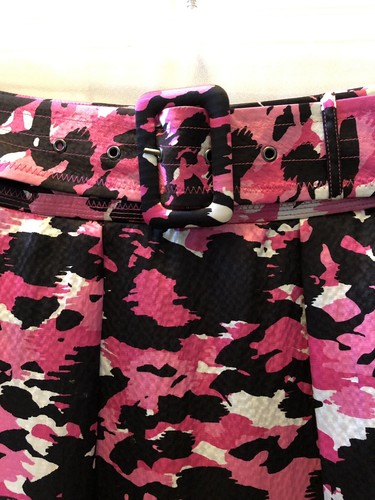 Etcetera Rock Gr. 6 rot schwarz weiß knielang Taschen Gürtel gefüttert 100% Seide - Bild 5 von 9