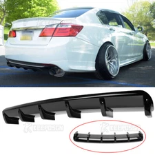 Rear Diffuser 6 Shark Fins Bumper Lip Splitter Spoiler For Honda Accord 13-17