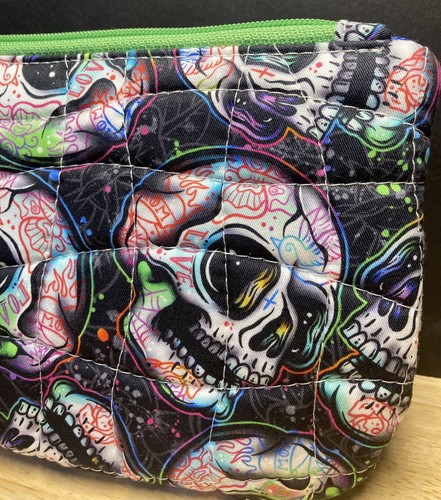 Skulls & Tattoos Handmade Quilted Clutch Purse w/ Hand Strap NEW! - Picture 4 of 20