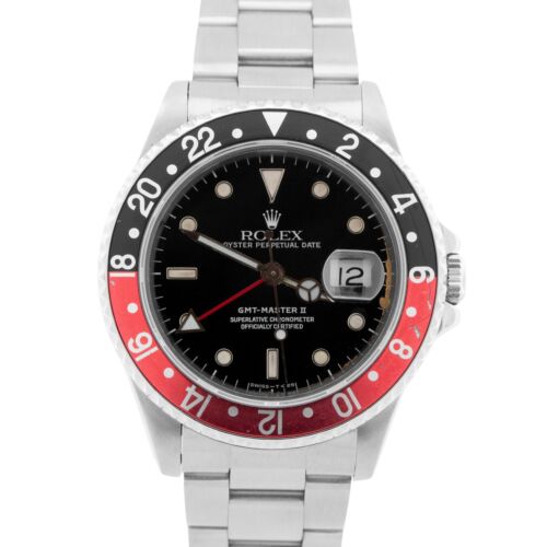 Rolex GMT-Master II 40mm Coke Red Black Stainless Steel Oyster Watch 16710