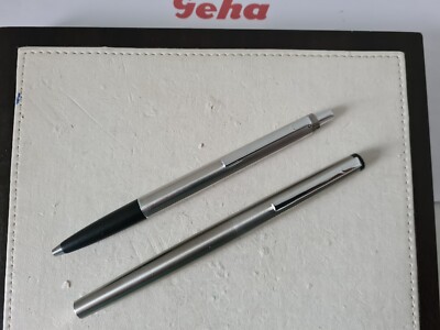 Geha Style 714 ''M'' Fountain Pen + Ballpoint Pen 1982-1985 as Set of 2 RARE