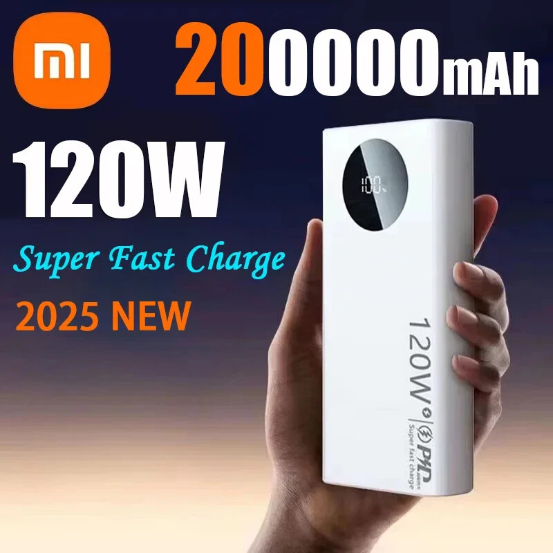200000mAh 120W Fast Charging Power Bank Portable Phone Battery Backup