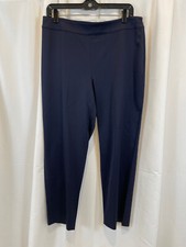 St John Sz 10 Navy Blue Wool Blend Dress Pants Straight Leg Side Zipper - EUC