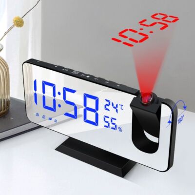 Electronic LED Digital Alarm Clock Table Watch Desktop USB Time Projector Snooze