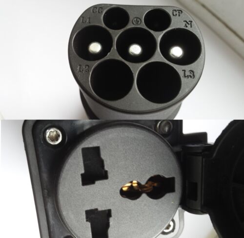Typ 2 auf UK 3poliger Stecker Adapter S4L einphasiges EV Kabel AC Ladegerät eBike Roller - Bild 1 von 5