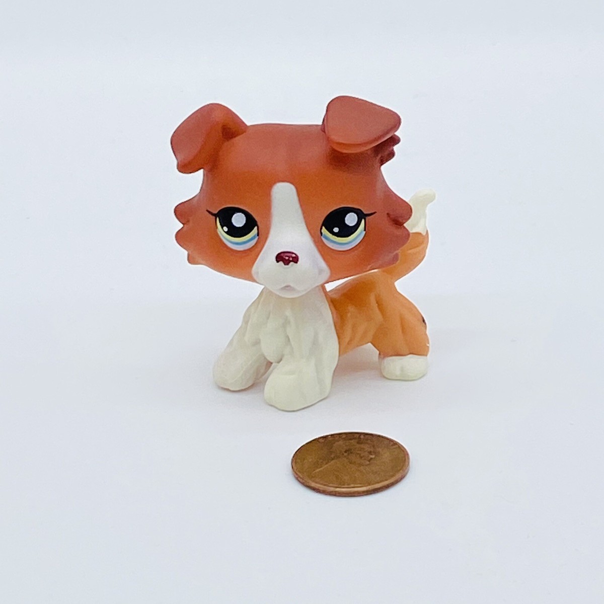 FAKE‼️ Littlest Pet Shop LPS #1542 Brown Red Collie Dog Blue Eyes