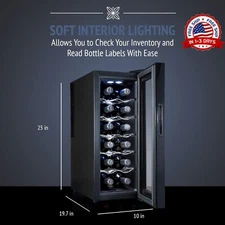 Refrigerador De Vino Para 12 Botellas Con Pantalla LED Nuevo 2023