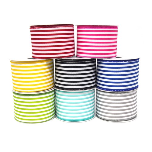 Cabana Stripes Satin Wired Ribbon, 10-yard - Picture 2 of 15