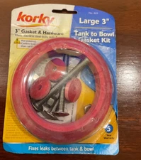 Korky Large 3" Toilet Tank to Bowl Rubber Gasket Kit w/ Bolts Nuts Washers #481