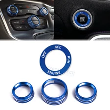 Engine Start Button AC Radio Switch Knob Ring Cover For Dodge Charger Challenger