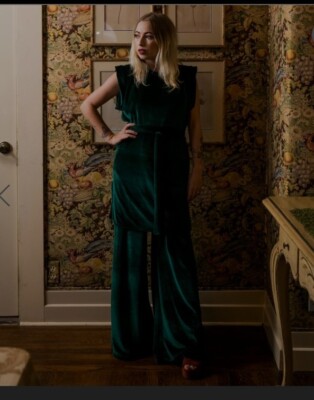 Nwt Jennafer Grace Wolf & Badger Emerald Green Velvet Palazzo Pants Large  Velour | eBay