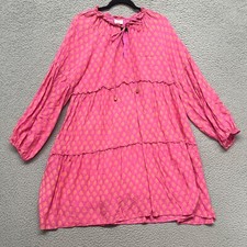 J Marie Dress Women L Pink Floral Resort Wear Luxury Pockets Garden Tea Party