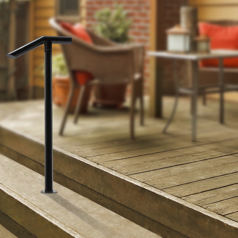 Metal Handrail Single Post Handrail Iron Handrail for 1-2 Step Stairs ...