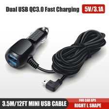 QC3.0 Car Charger Power Cord for Garmin nuvi 2505 2508 2507 200 GPS Dash Camera