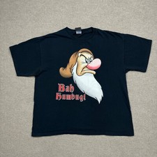 Vintage Snow White And The Seven Dwarves Graphic T Shirt Mens Size XL Black Tee