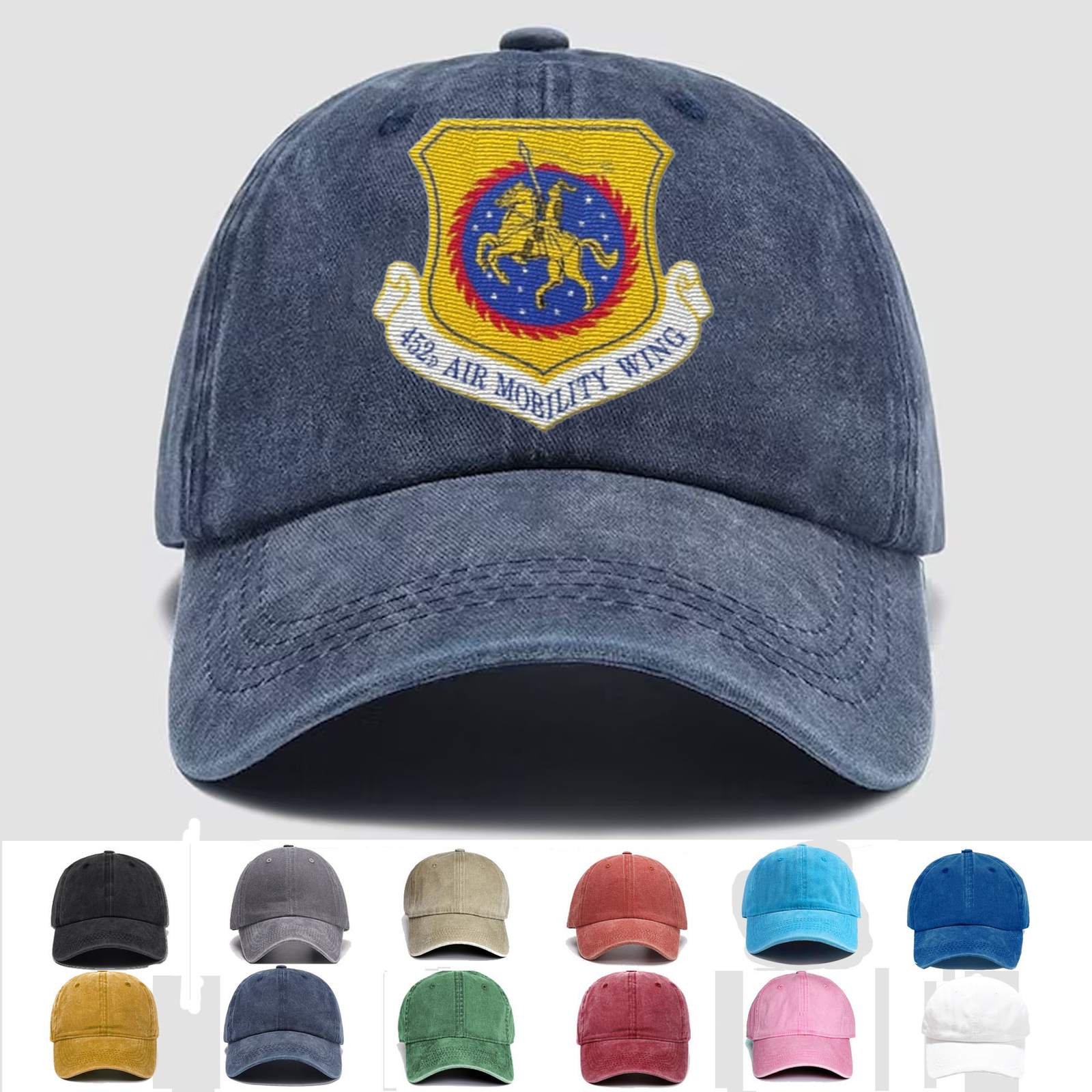 Custom Embroidered Hat 452nd Air Mobility Wing, Veteran Cap, Trucker Hat, Gift